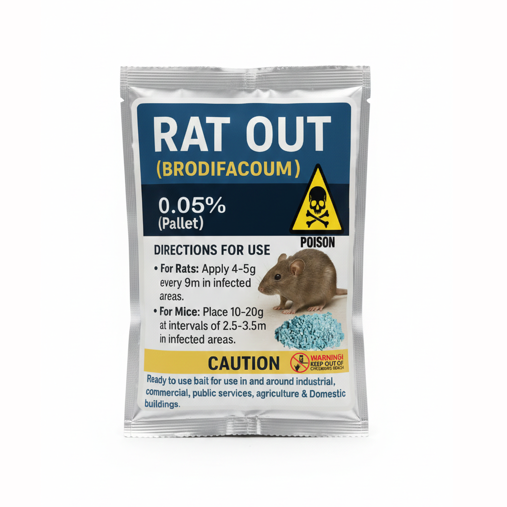 Rat Out (Brodifacoum 0.05%) Pellet Rodenticide – Ready to Use Rat & Mice Killer