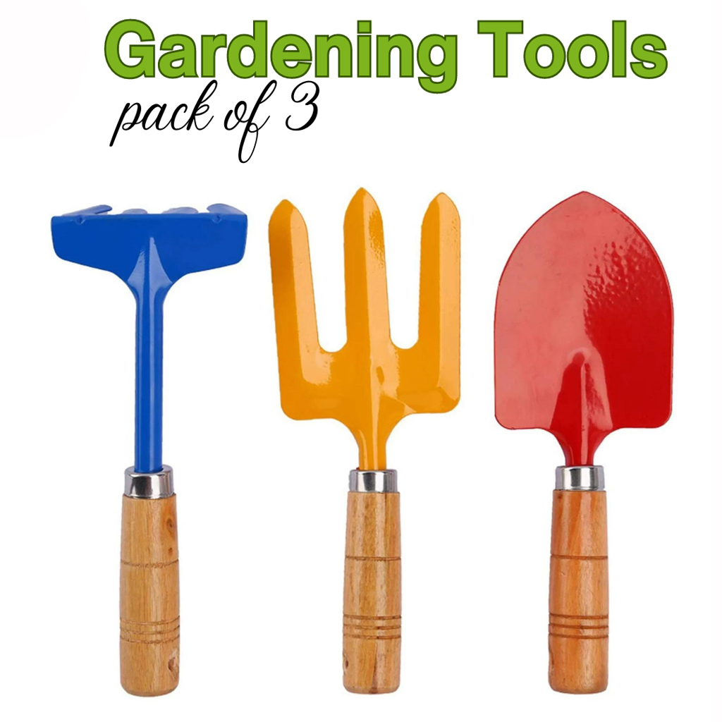 Gardening Tools Set – Pack of 3 (Hand Trowel, Fork & Rake)