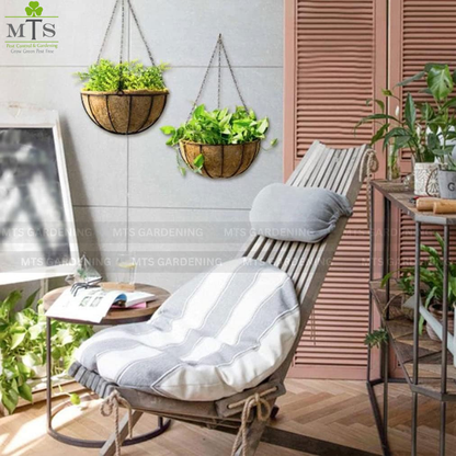 Hanging Coco Basket Planter – Metal Chain with Coco Liner (8, 10, 12, 14 Inch Sizes)