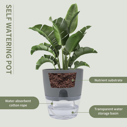 Round Self Watering Plant Pot with Water Reservoir (Pot Only)
