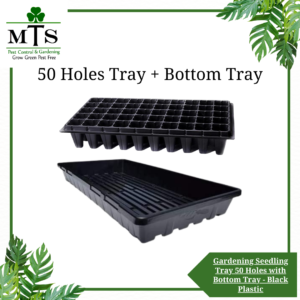 Gardening Seedling Tray 50 Holes With Bottom Tray - Black Plastic Gardening Germination Tray with Drain Holes - Reusable Plant Grow Tray
